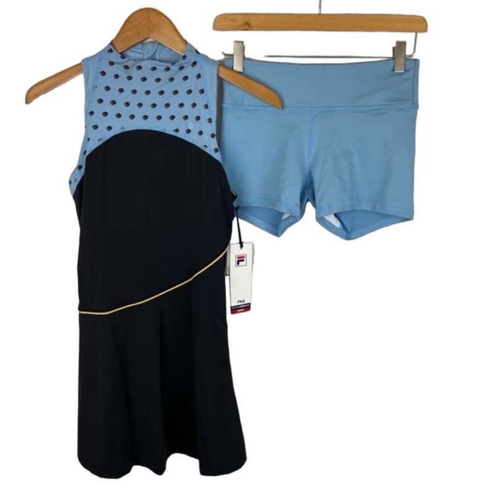 Fila Women's Wild Card Tennis Dress With Shorts Blue/Black Size XS $90 MSRP - Picture 6 of 7